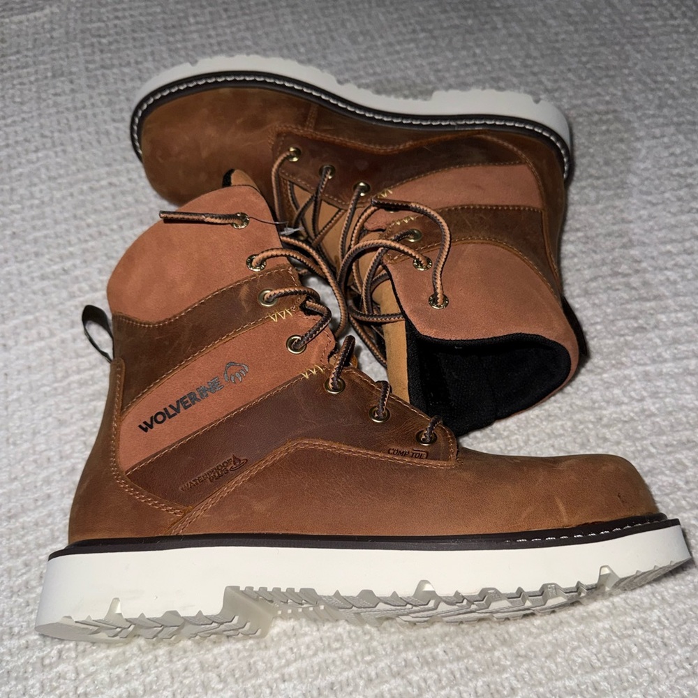 New Womens Wolverine 8” Lace-Up Revival Composite toe work boots - Picture 2 of 6